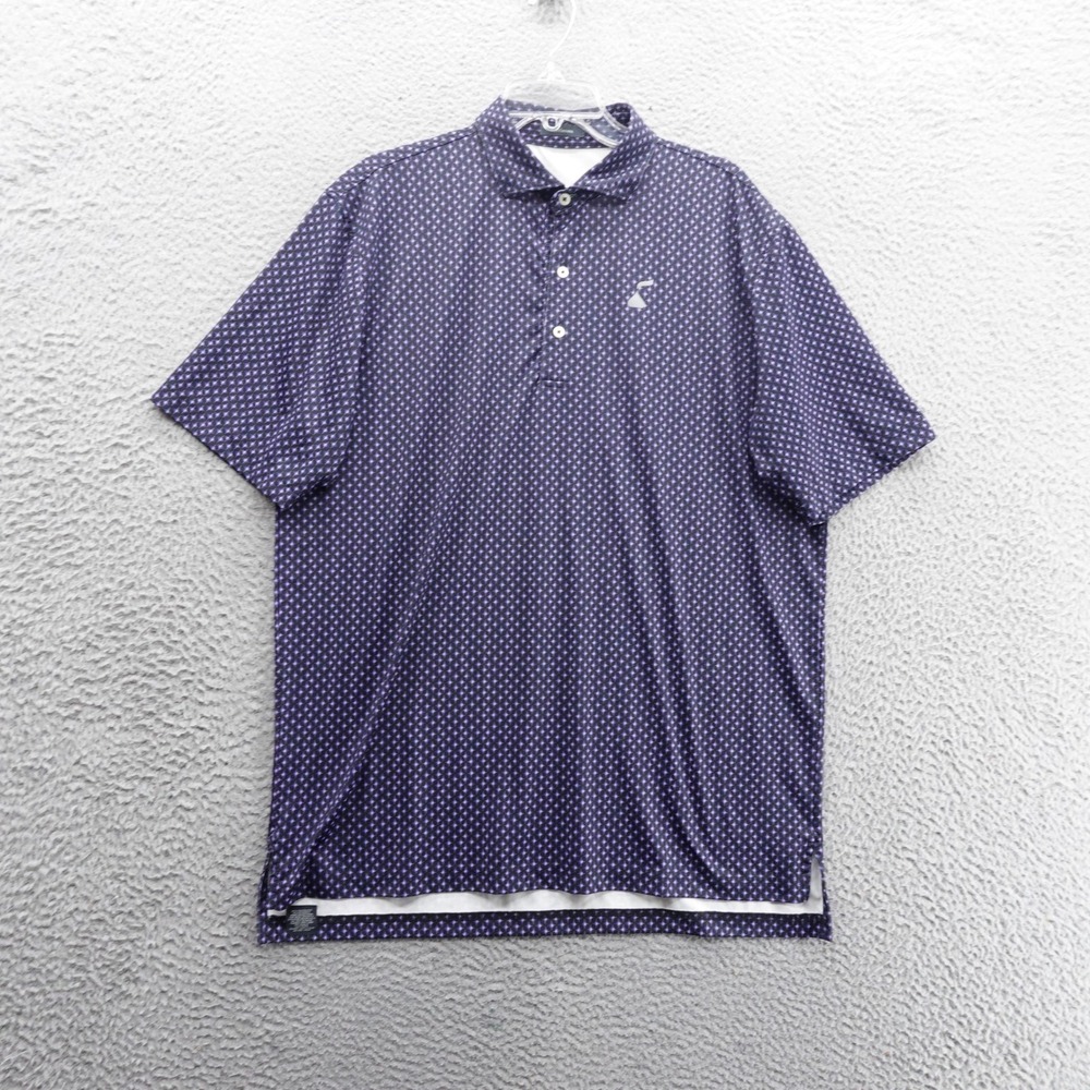 Turtleson Polo Shirt Mens Large Navy Geometric Print Short‎ Sleeve Golf